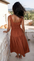 Celesta Midi Dress - Rust Brown