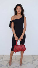 Axis Off Shoulder Tie Capri Jumpsuit - Black