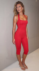 Aura Capri Jumpsuit - Red