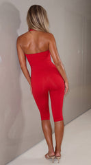Aura Capri Jumpsuit - Red