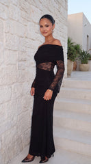 Celene Lace Maxi Dress - Black