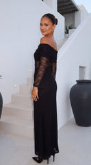 Celene Lace Maxi Dress - Black