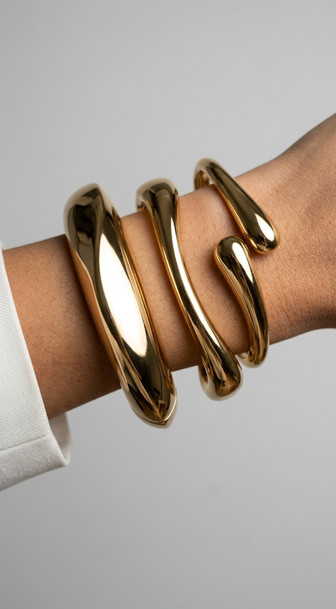 Be Bold Chunky Metal Bangle Bracelet Set - Gold