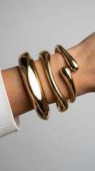 Be Bold Chunky Metal Bangle Bracelet Set - Gold