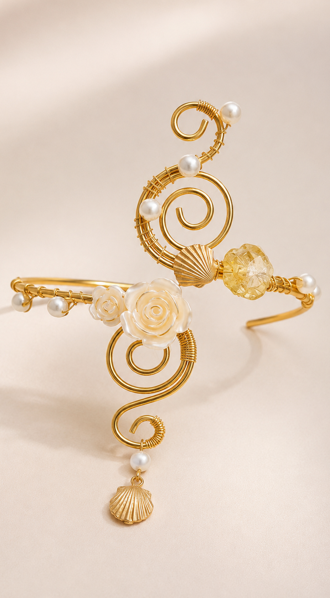 Amalfi Floral Pearl Arm Cuff - Gold