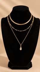 Calista 3 Layered Teardrop Chain Necklace  - Gold