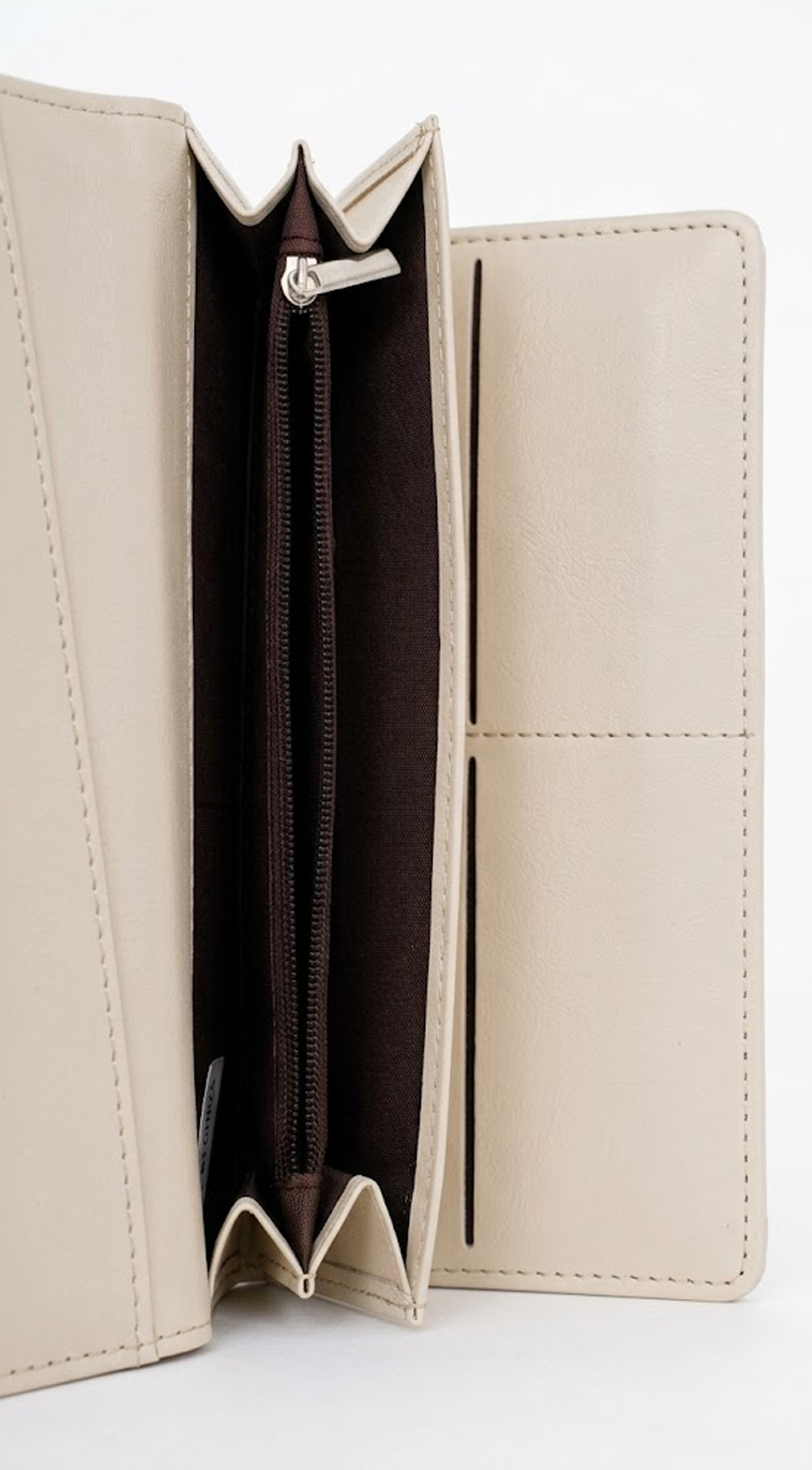 Amara Tri-fold Envelope Faux Leather Wallet Clutch - Ivory