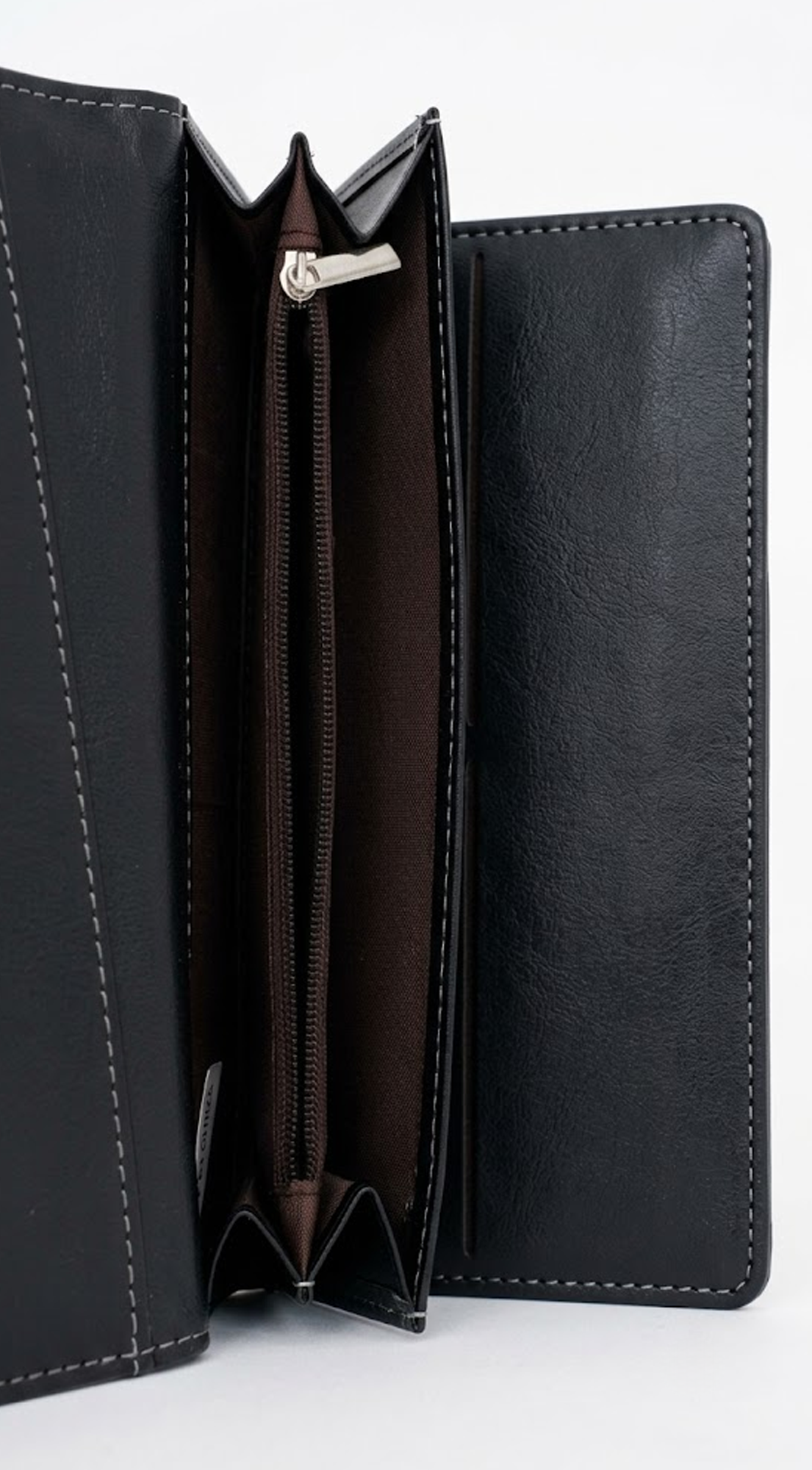 Amara Tri-fold Envelope Faux Leather Wallet Clutch - Black