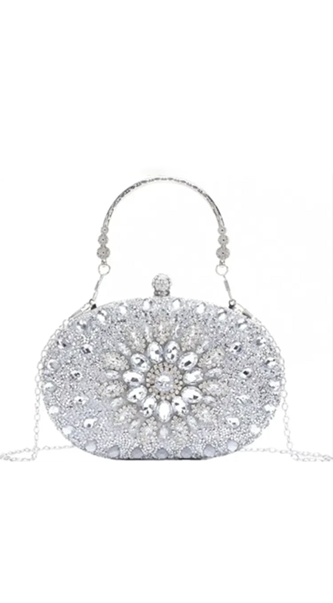 Angelina Lux Crystal Clutch Bag - Silver