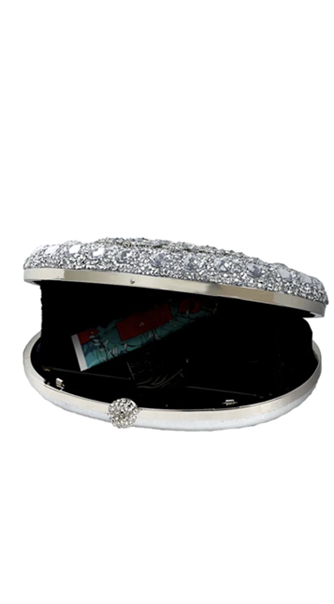 Angelina Lux Crystal Clutch Bag - Silver