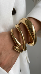 Be Bold Chunky Metal Bangle Bracelet Set - Gold