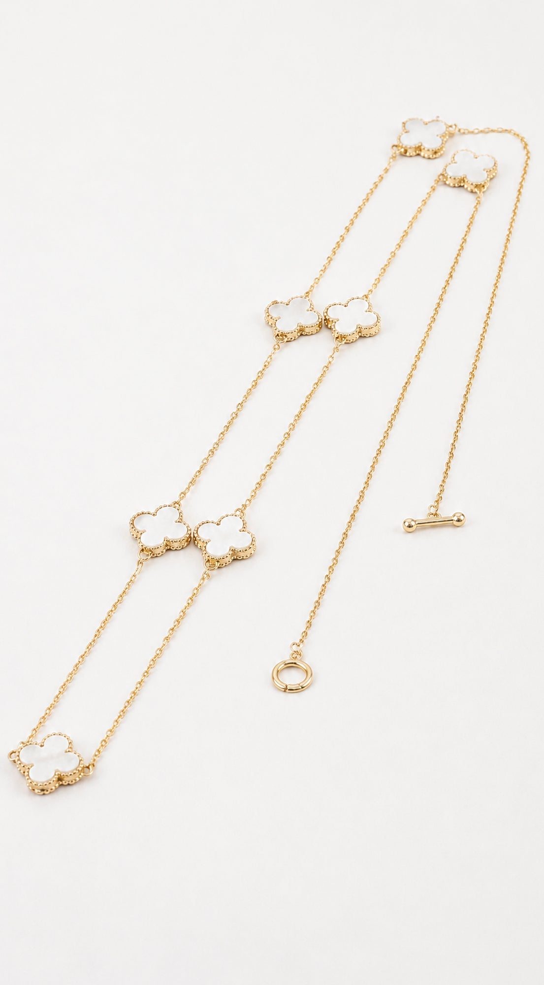 Belle Double Layer Clover Necklace - Gold
